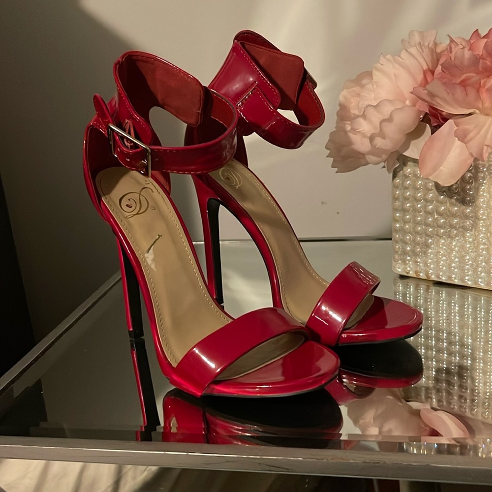 Red belted heels